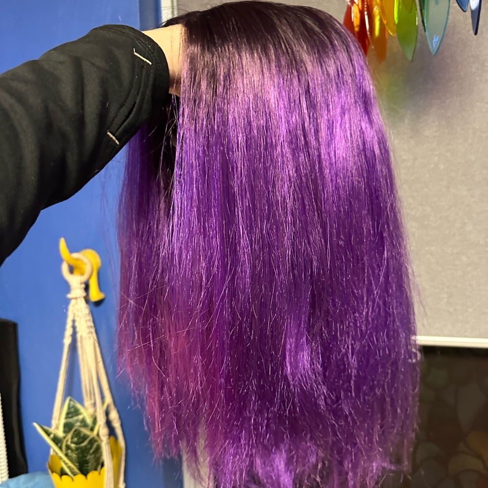 Chelsey Smith Cosmetics Purple Wig with Satin Bag. Lace front and glueless.